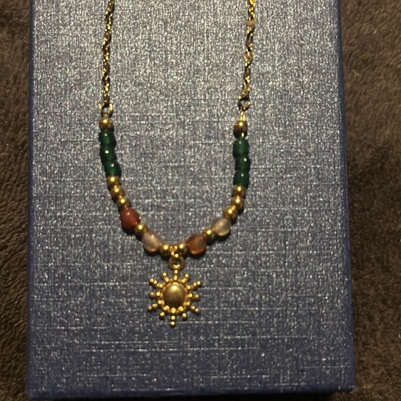 NWT natural stone Stainless steel ball pendant Necklace - Picture 12 of 16